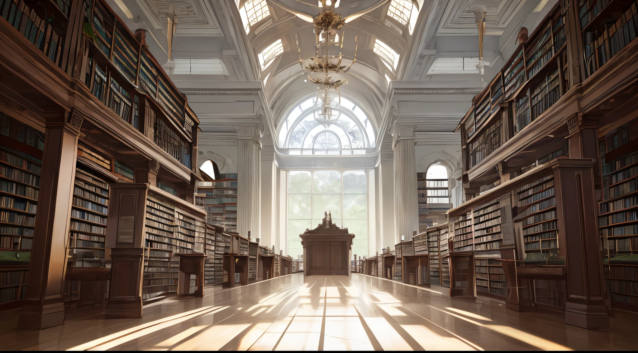 master piece, best quality, detailed, ((background only)), day, inside library, modern,