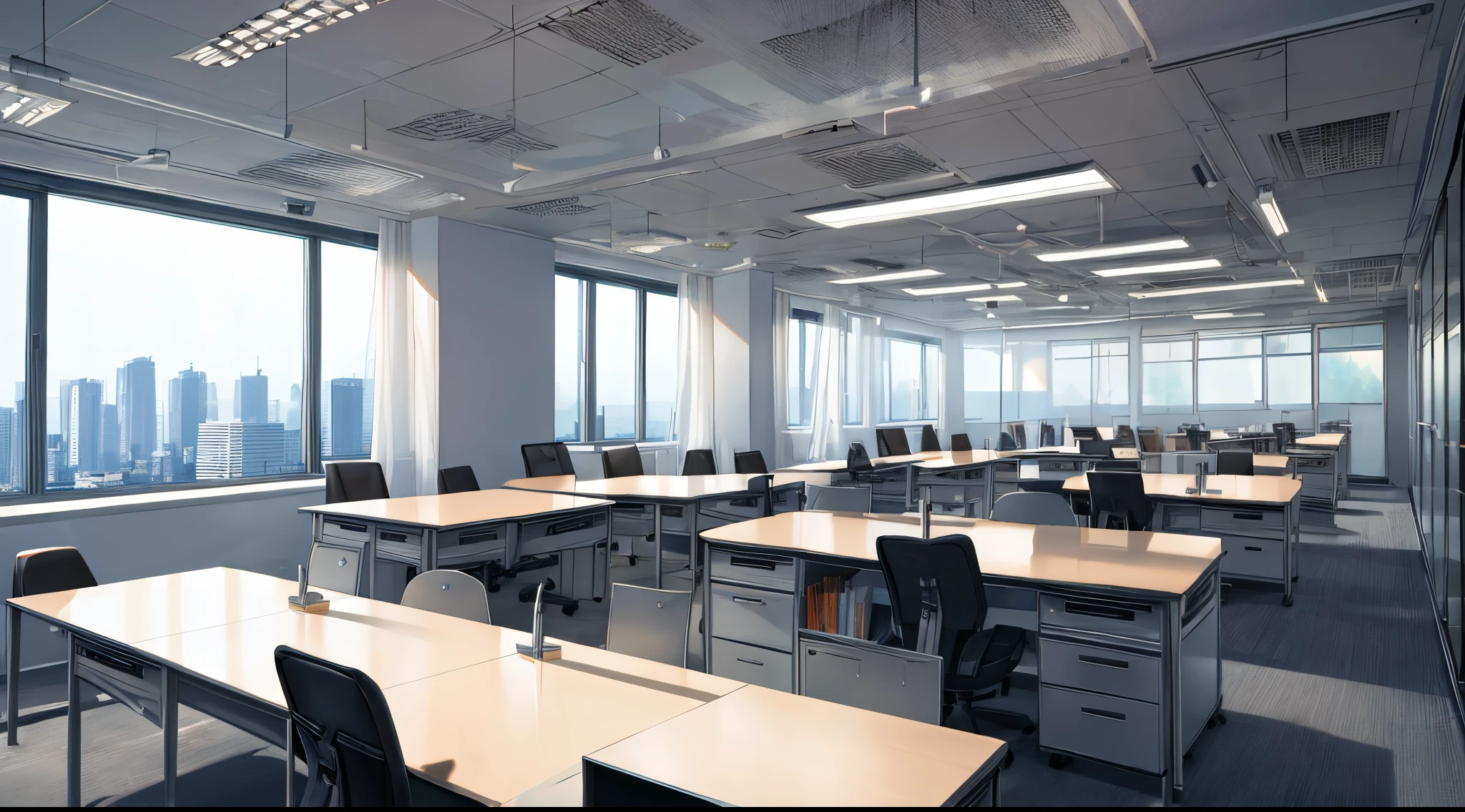 master piece, best quality, detailed, ((background only)), day, inside office, modern,
