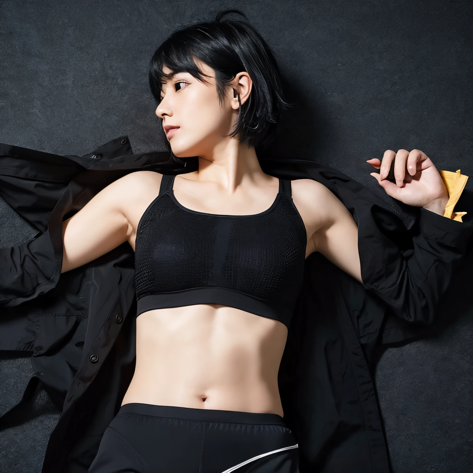 Black-haired man、Belly punch