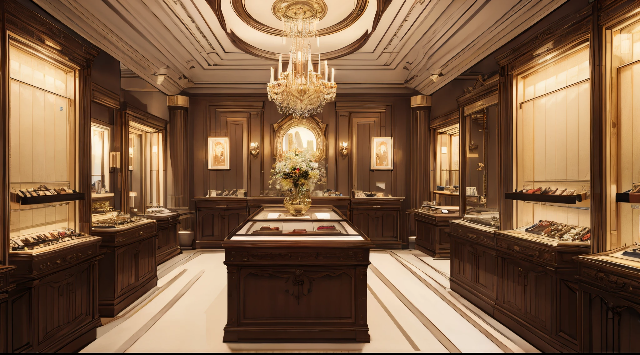 master piece, best quality, detailed, ((background only)), day, inside jewelry store, modern,