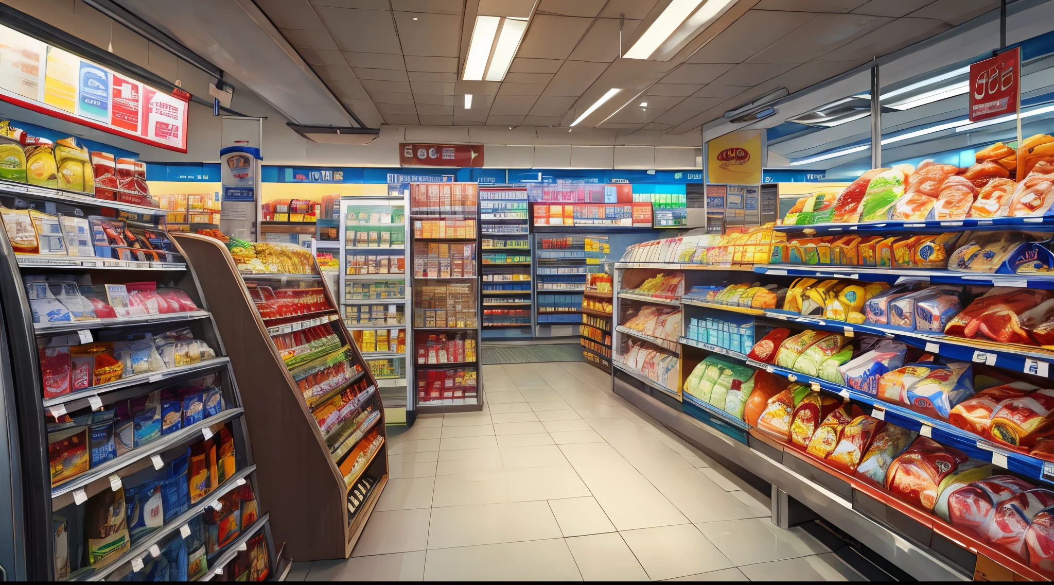 master piece, best quality, detailed, ((background only)), day, inside convenience store, modern,