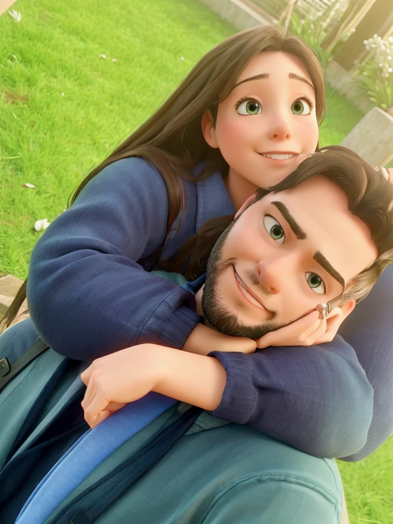 Realistic 3D lovely couple HDR beautiful colors beautiful back ground high quality