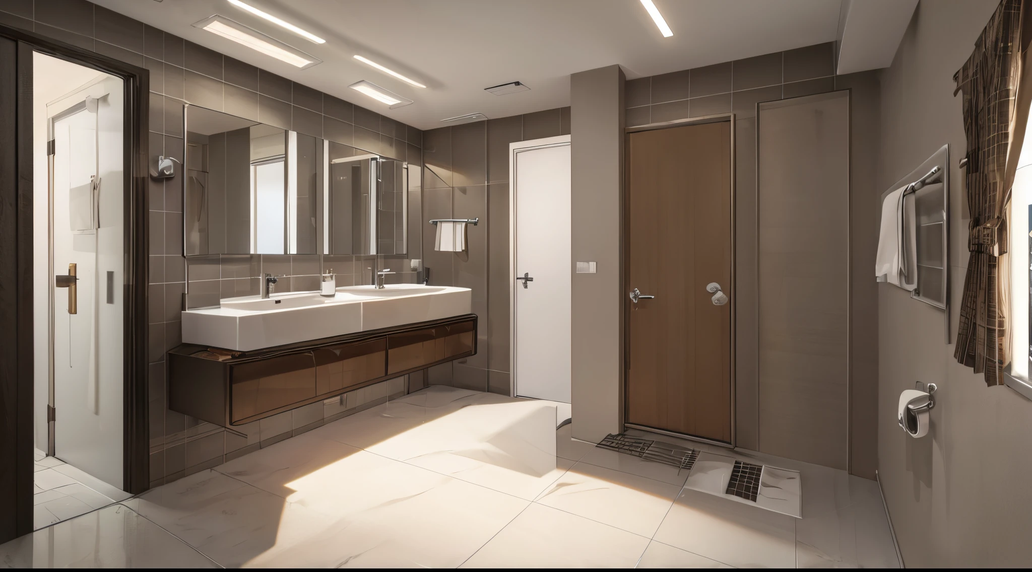 master piece, best quality, detailed, ((background only)), day, inside restroom, modern,