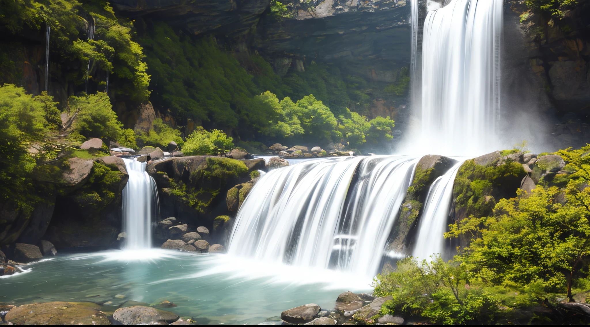 master piece, best quality, detailed, ((background only)), japan, day, outside waterfall, modern,