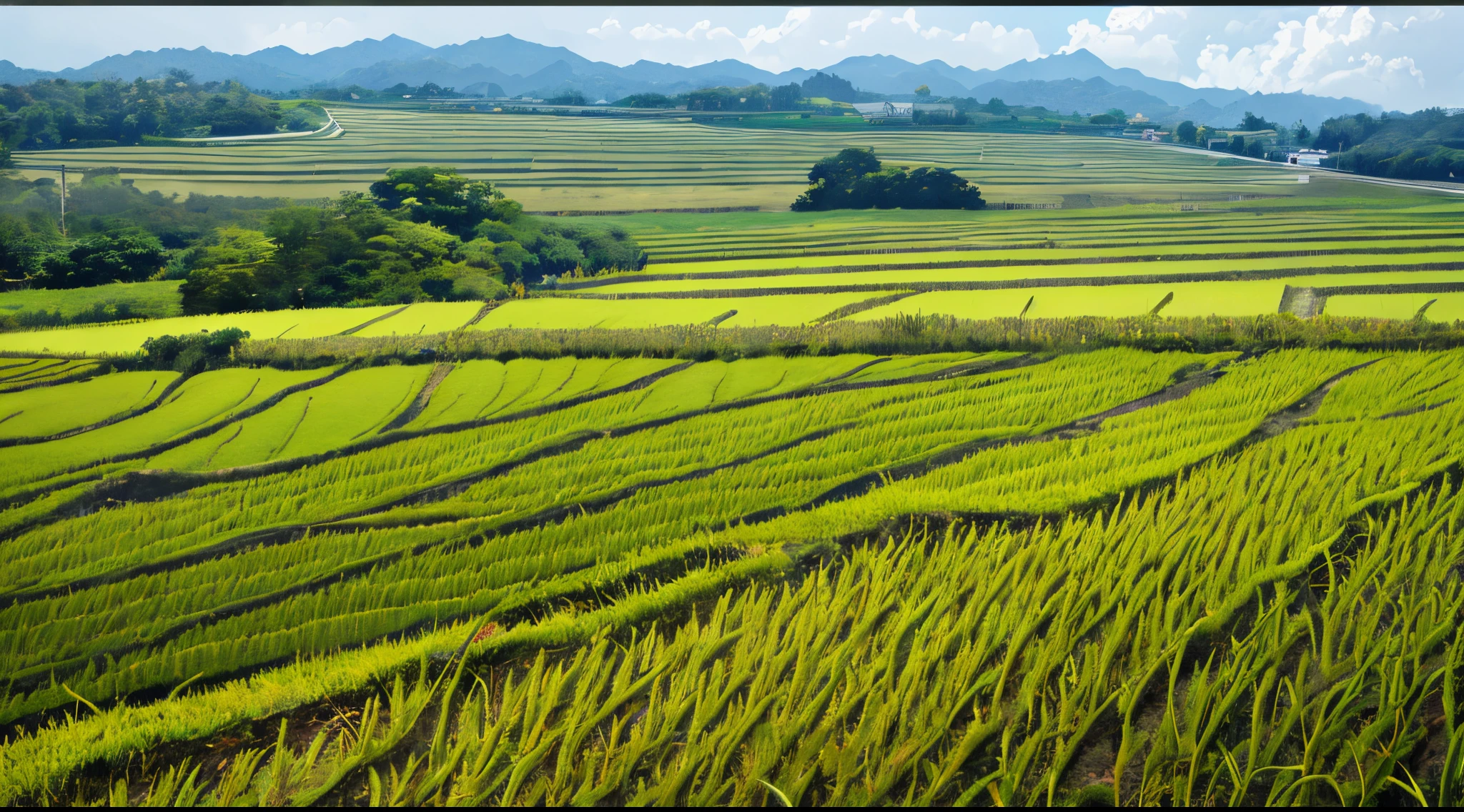 master piece, best quality, detailed, ((background only)), japan, day, outside paddy field, modern,