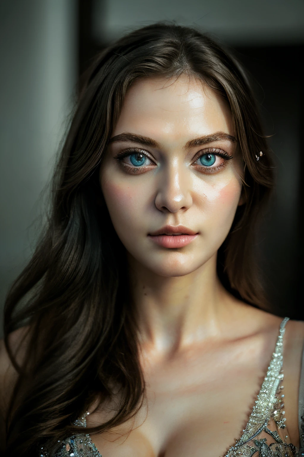 (masterpiece:1.4), most beautiful girl in the world, big and beautiful eyes, smart looking, innocent face cut, glossy lips, ultra detailed eyes, fair, Absurdres, hdr, ultra detailed illustration, extremely detailed face, RAW photo, film grain, skin pores, trending on deviantart