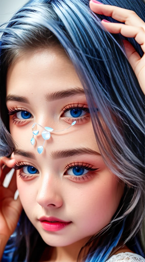 clear face with denoised hair and corrected blue eyes