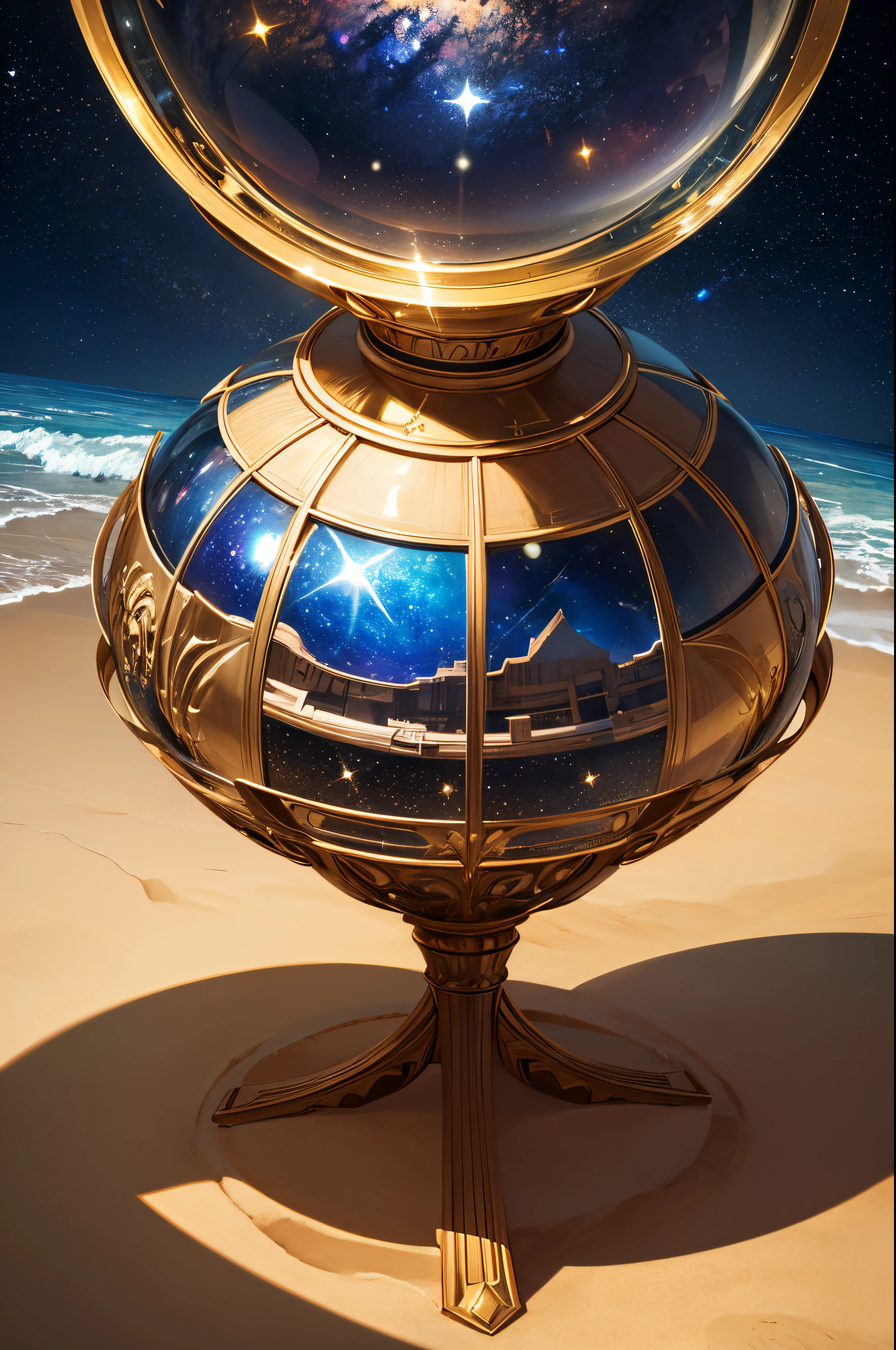 masterpiece, highest quality, universe in an hourglass, vivid colors, sparkling sand, planets, space, stars, highly detailed