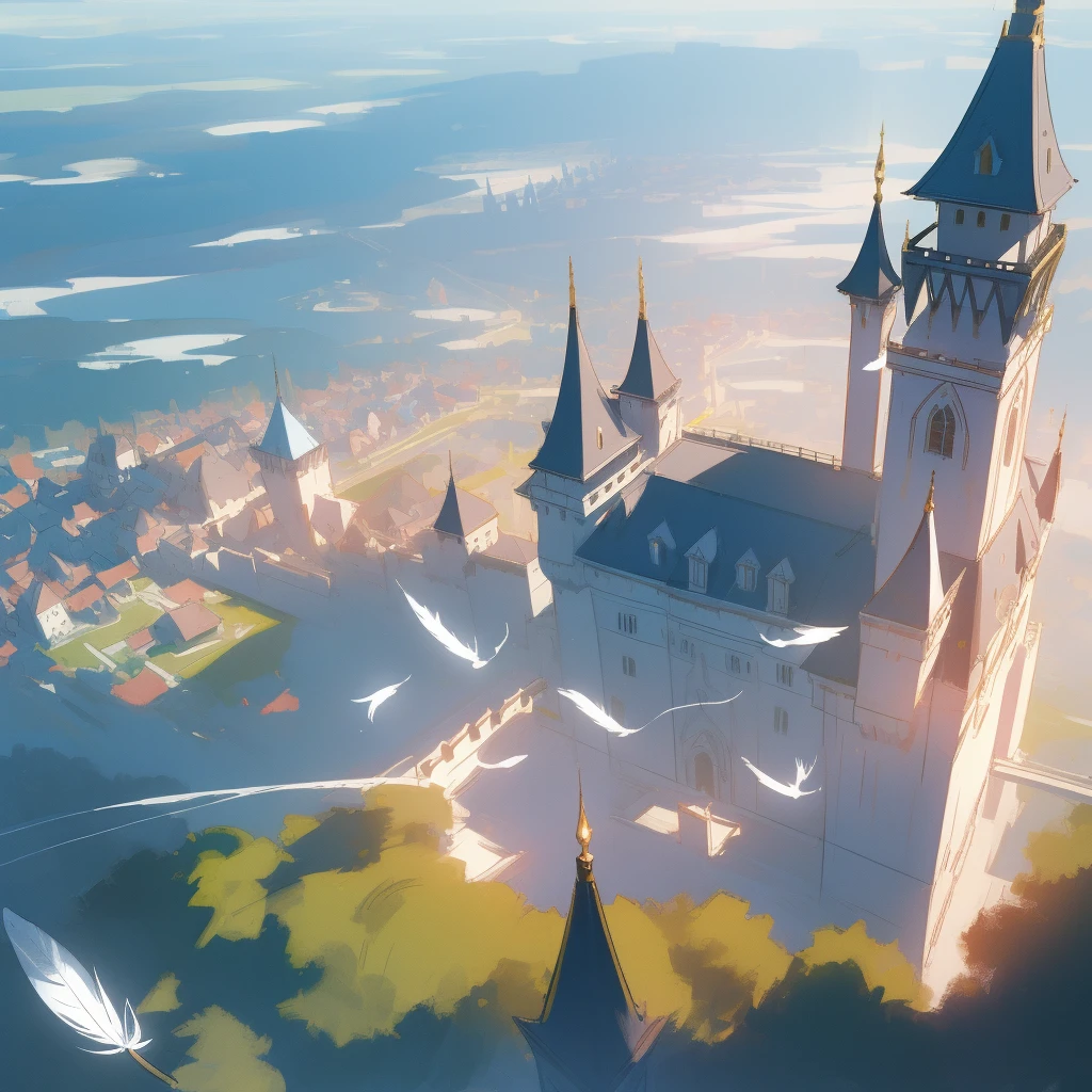 (extremely detailed CG unity 8k wallpaper),(((masterpiece))), (((best quality))), ((ultra-detailed)), (best illustration),(best shadow), ((an extremely delicate and beautiful)),dynamic angle,floating,
The detailed castle, (((the best building))),
mist encircles the mountains,fairyland,dynamic angle,classic,(detailed light),feather, nature, (sunlight), river, forest,flowers,beautiful and delicate water,(painting),(sketch),(bloom),(shine)