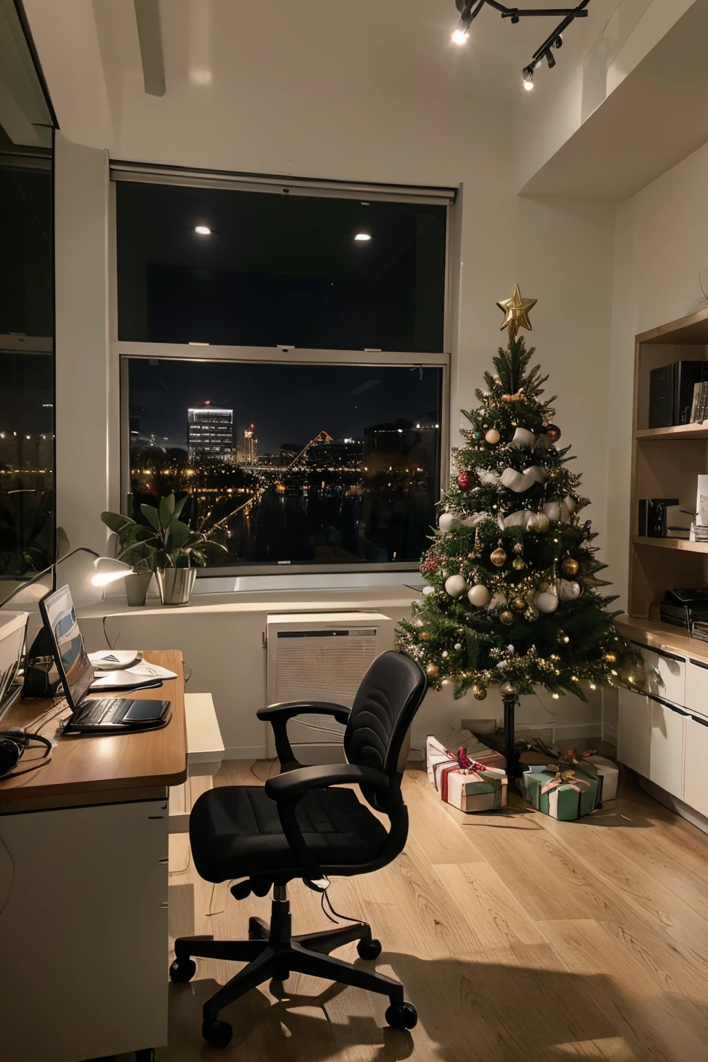 Imagine a Christmas scene where the main focus is on newly purchased office furniture. The environment is festively decorated, with Christmas elements like Christmas tree and lights, but attention is directed towards modern and stylish office furniture. Talvez uma nova mesa de trabalho, ergonomic chairs or contemporary shelves stand out in the image.
Friends and family are present, gathered around this office furniture, compartilhando momentos de alegria e troca de presentes. Soft lighting and Christmas details add to a warm atmosphere, while office furniture provides a professional and modern touch to the scene.
This image conveys the idea of a merry Christmas with an emphasis on office furniture, sugerindo um ambiente onde o trabalho e o conforto se encontram durante a temporada festiva.