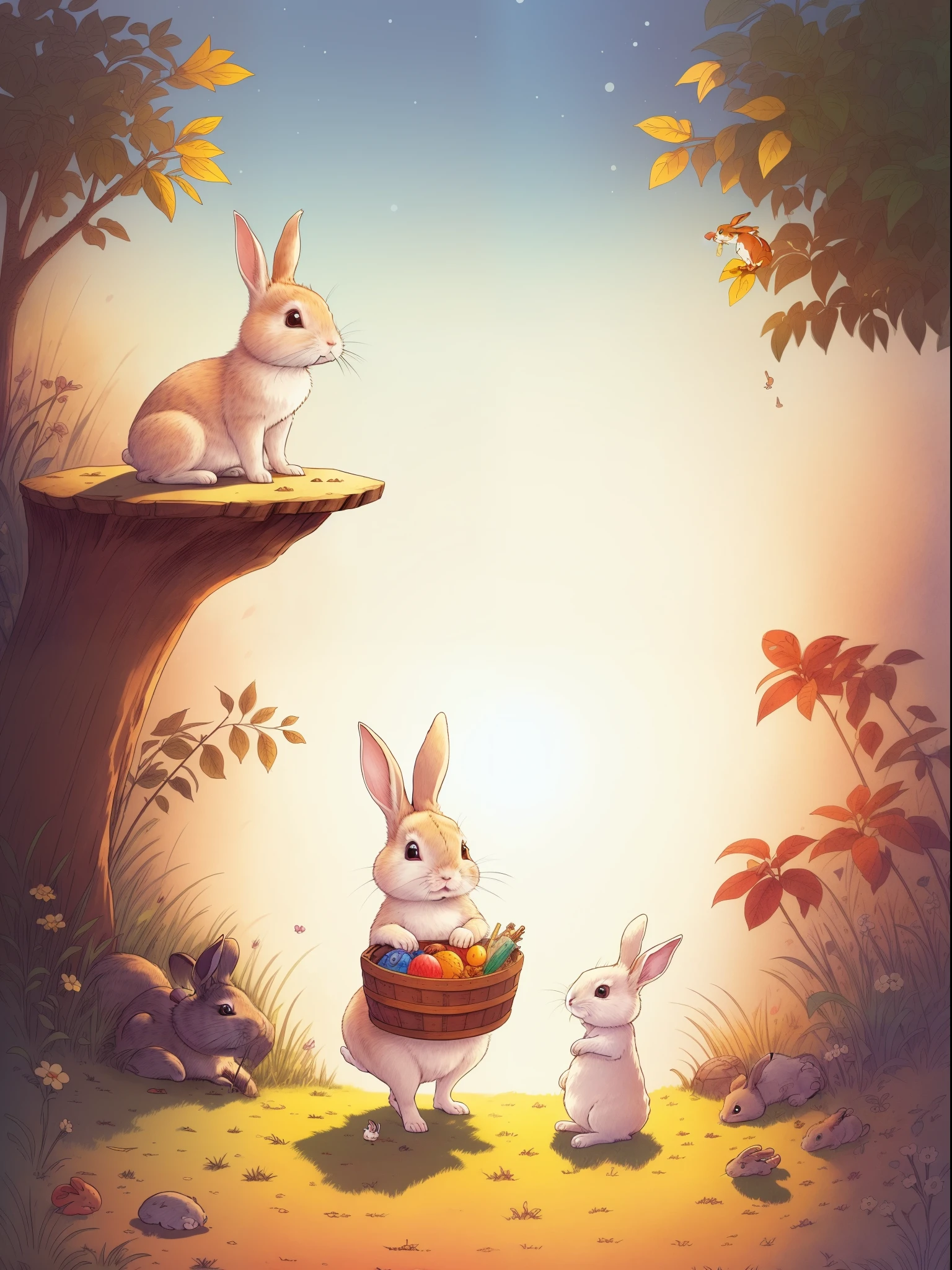 The little rabbit understands the real treasure，Continuous shooting，Cinematic immersion，Sense of story，Children's picture book,children&#39;s story,High saturation color,colorful illustrations