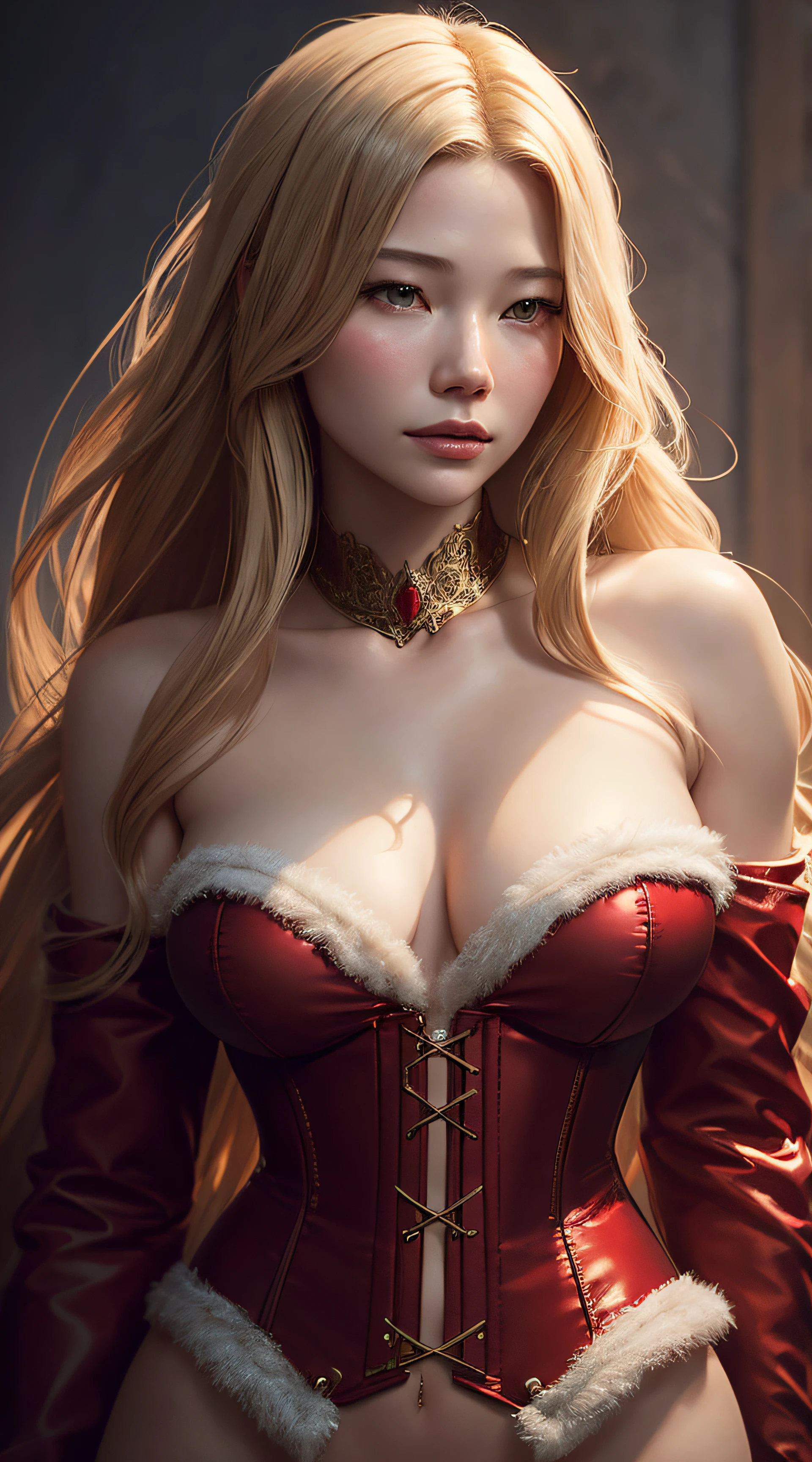 Haley Bennett, nude corset santa claus sexy clothes, character portrait, 5 9 9 0 s, long hair, intricate, elegant, highly detailed, digital painting, artstation, concept art, smooth, sharp focus, illustration, art by wlop, charlie bowater and alexandra fomina