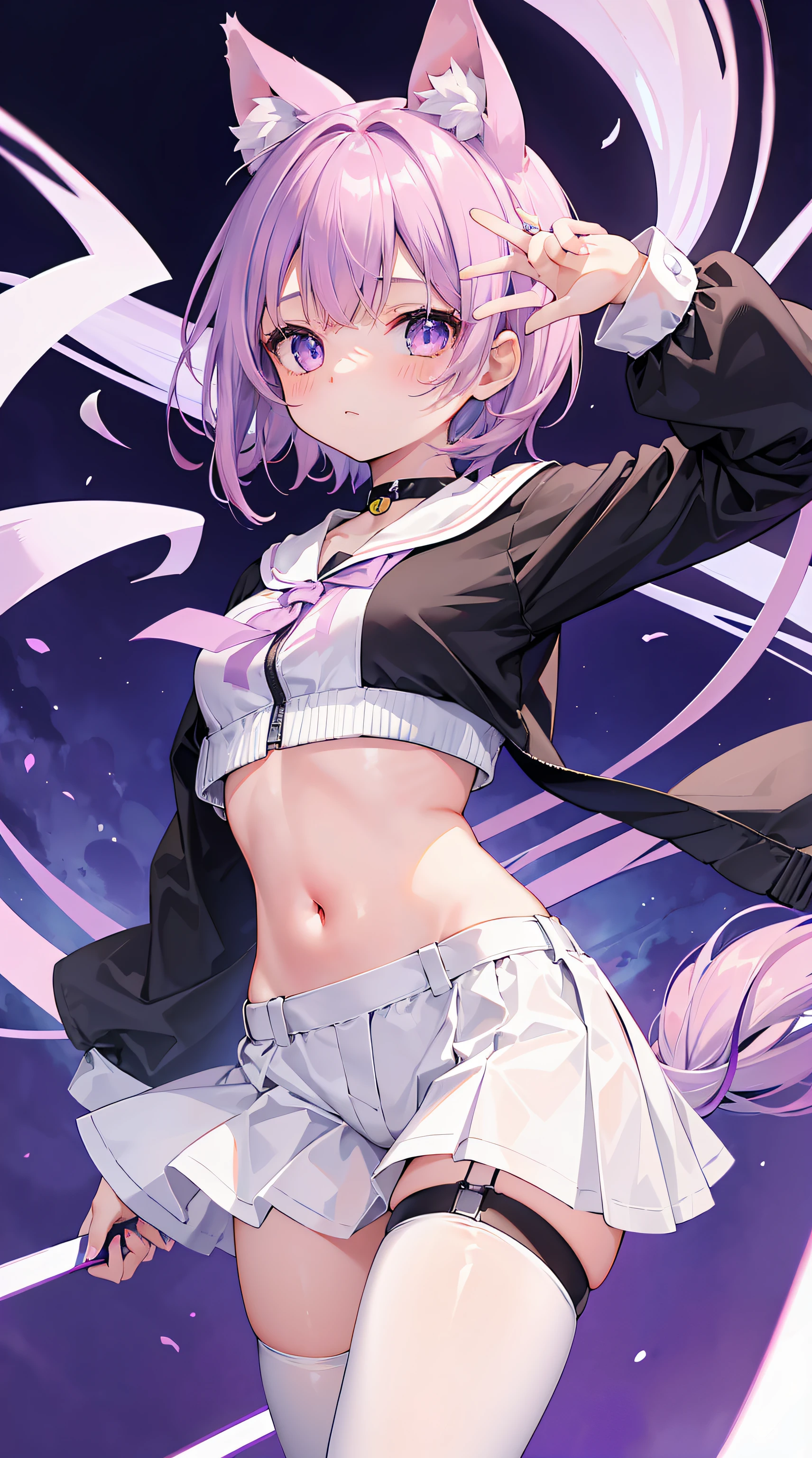 profile background, anime girl, serious face, fringe, short white hair, eyes purple, martial arts clothing, high-res portrait, detailed eyes and face, character, fantasy, with a blue dragon behind, advanced urban, looking from behind at viewer, 4K, high resolution