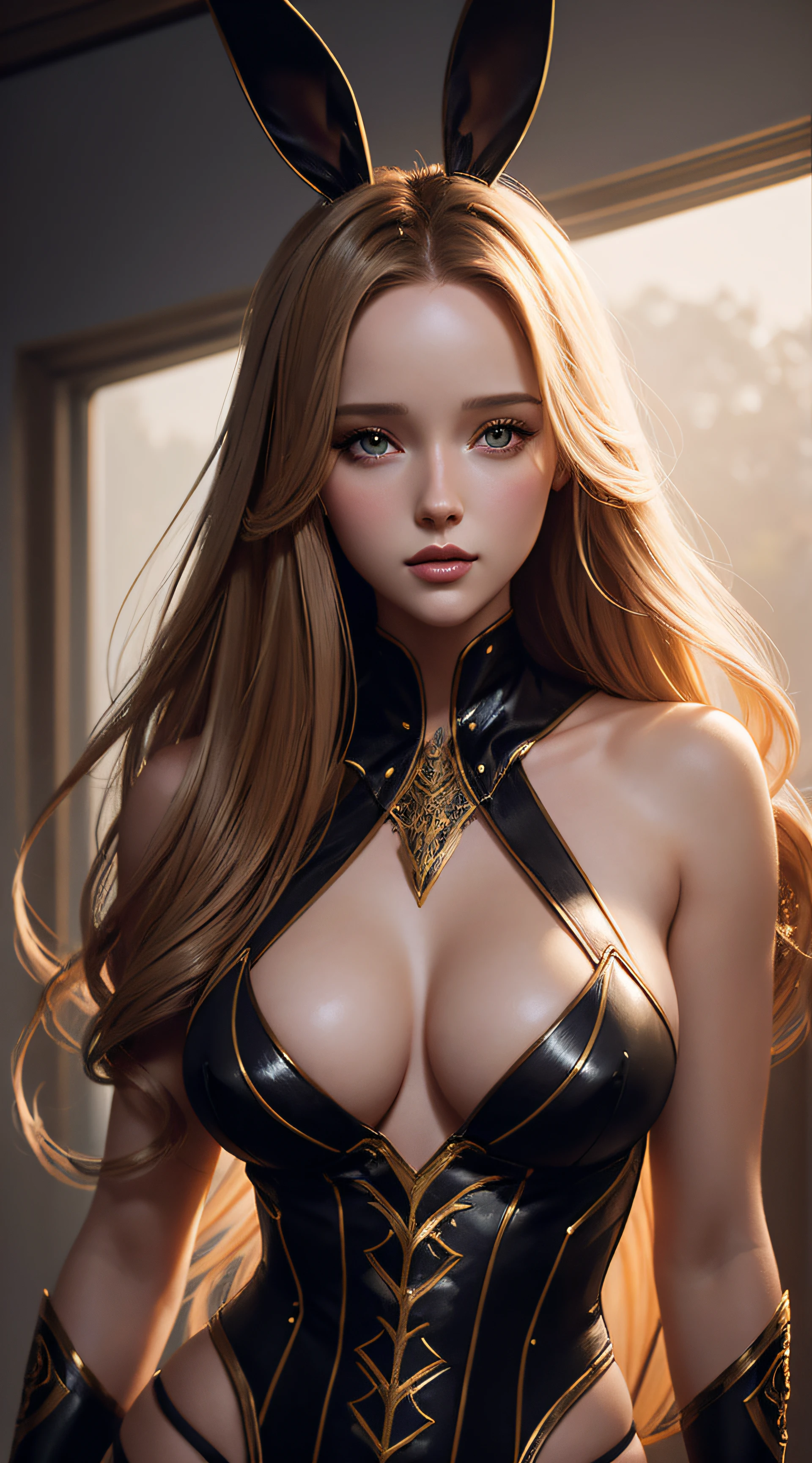 Merritt Patterson, bunny sexy clothes, character portrait, 5 9 9 0 s, long hair, intricate, elegant, highly detailed, digital painting, artstation, concept art, smooth, sharp focus, illustration, art by wlop, charlie bowater and alexandra fomina