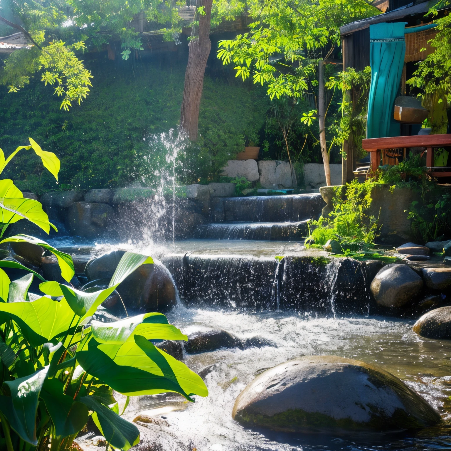 gushing water the wind that brings happiness A blessed land rich in nature Ayuchi The shapes of things are melting Farbe、Textiles made with sound