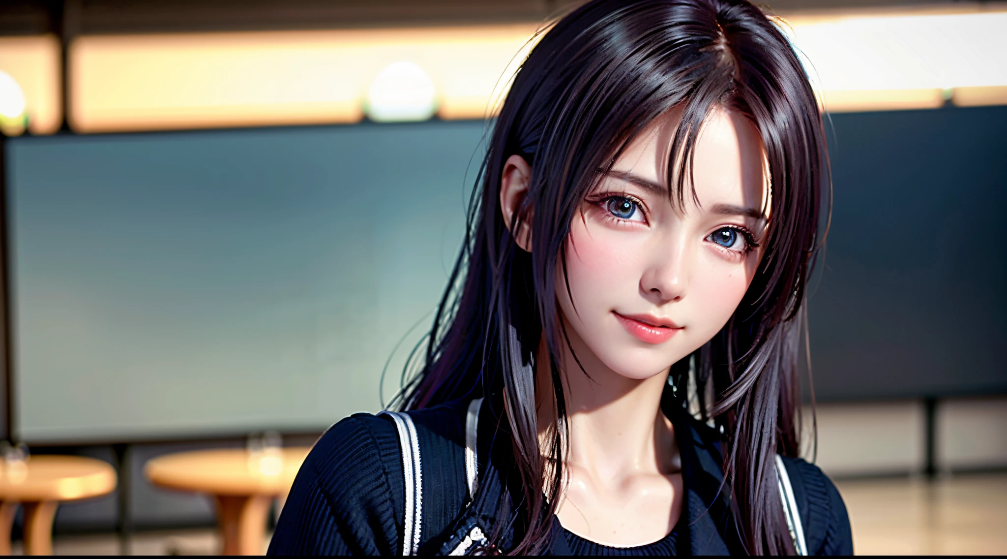 (8k, RAW photo, best quality, masterpiece:1.2), (realistic, photo-realistic:1.37),1 girl,cute, light smile,blue eyes, (solo),detailed faceponytail, dramatic angle,
,office,looking at viewer,pov,cyberpunk,