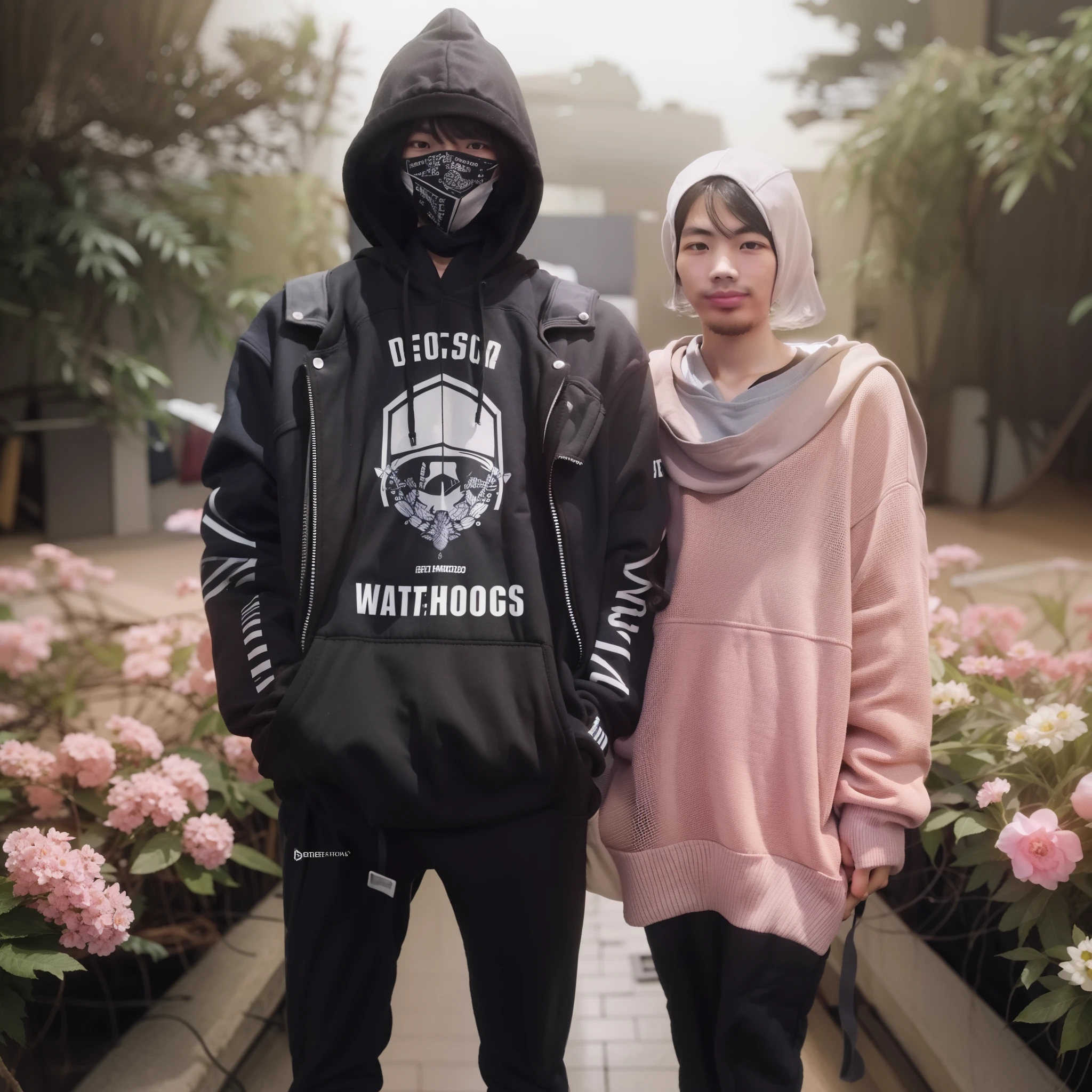 Sanx, 20 years old, Man, short hair, little smile, Looking at viewer, hoodie