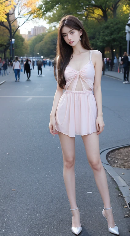 A girl posing in a square in front of a clothing store with her hand on her waist, girl 18 years old, frontal image, sweet and sweet smile of a teenager, She's nude, ((completly nude!!!)) ((no traces of clothing)), not censure!!! Maximum details, ((master part)), ((Realistic)), (Os detalhes), (photorrealistic:1.5), HDR, Maximum sharpness, 8K BRUT, good lighting, sharp focus, Ana Juliana.