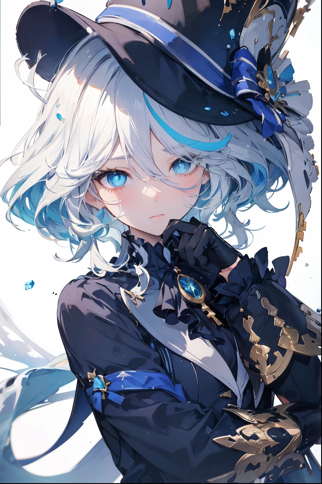 Close-up of woman wearing hat and gloves, Detailed key animation art, Detailed anime character art, anime character art, detailed digital anime art, Key anime art, Popular topics on artstation pixiv, clean and meticulous anime art, Detailed anime artwork, anime figure, guweiz on pixiv artstation, detailed anime art, sad cerulean eyes