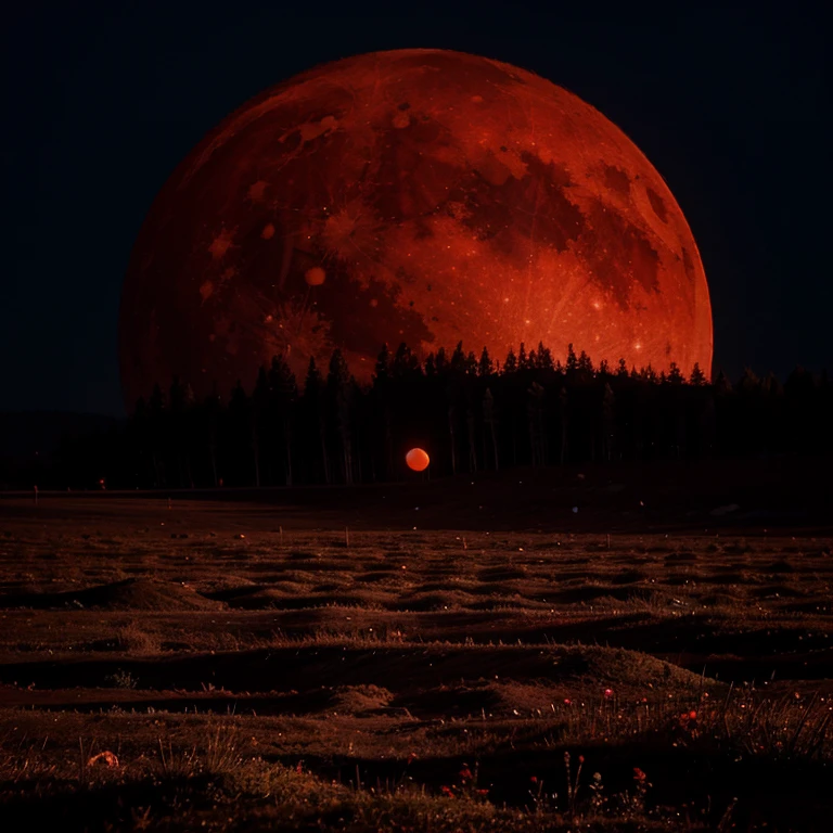 Beautiful red moon background scenery