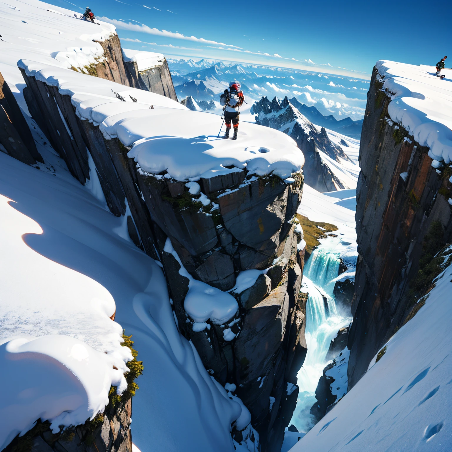 8K、Best Quality、masutepiece、((glacia)):2、cliff、falls、(mont、Summit of Mt)、South Pole