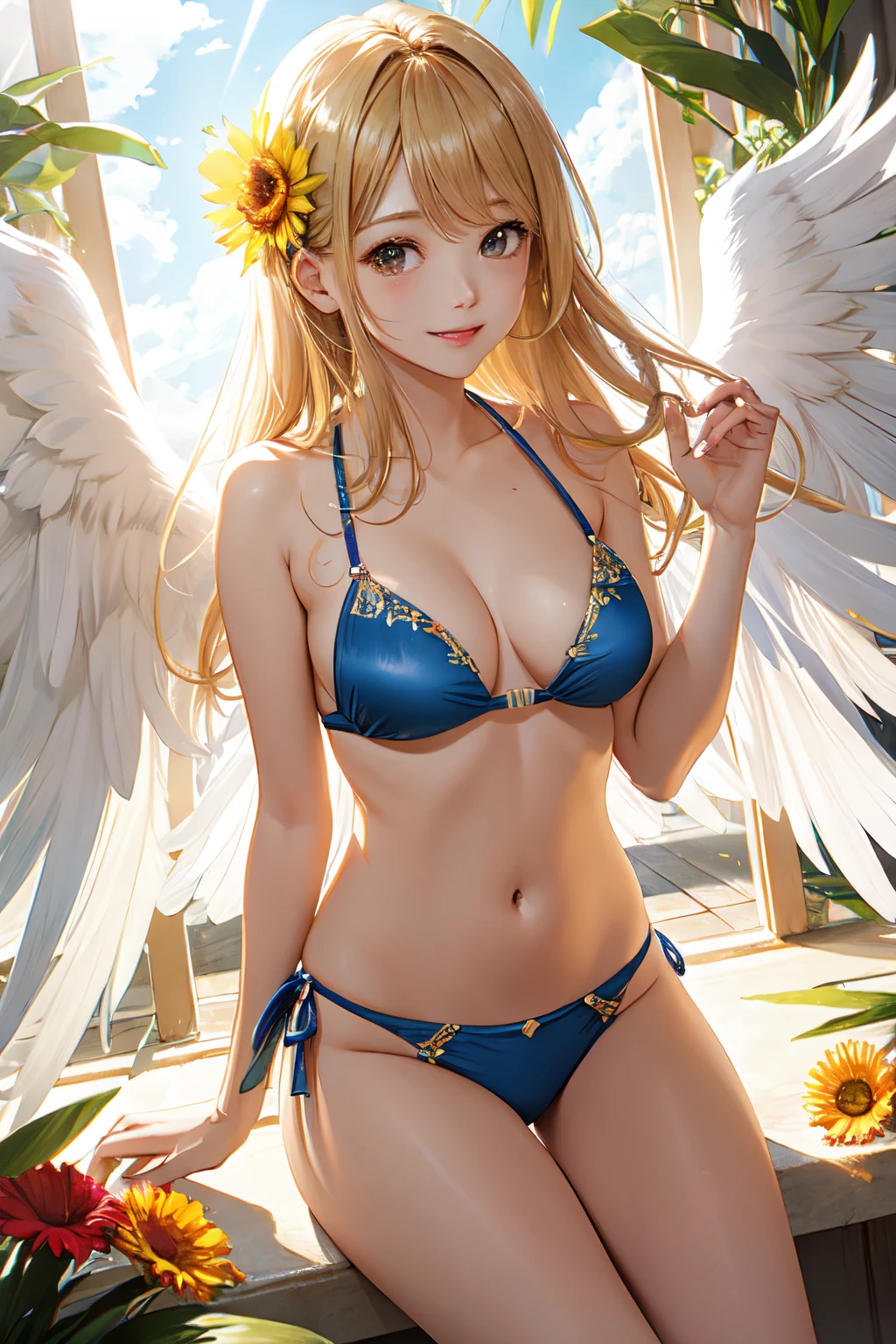 lighting like a movie、top-quality、angelicales、celestial realm、angel bikini、Angel wings、ssmile、Holy Light、Sunnyday、