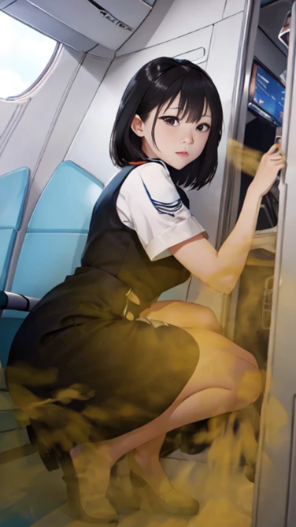 ((velocity)),Attacked by farts, (((Women farting))),(girl farting while serving passengers )),velocity,)(a female air hostess),(wearing a flight attendant dress),(side view )) (short blackhair),(Asian woman),(airplane),(masterpiece:1.2、top-quality, best-quality)、(the Extremely Detailed CG Unity 8K Wallpapers、ultra-detailed、Best Shadows)、(细致背景)、(The best lighting、extremely delicate and beautiful)、depth of fields、1girl in、独奏、upward looking gaze、