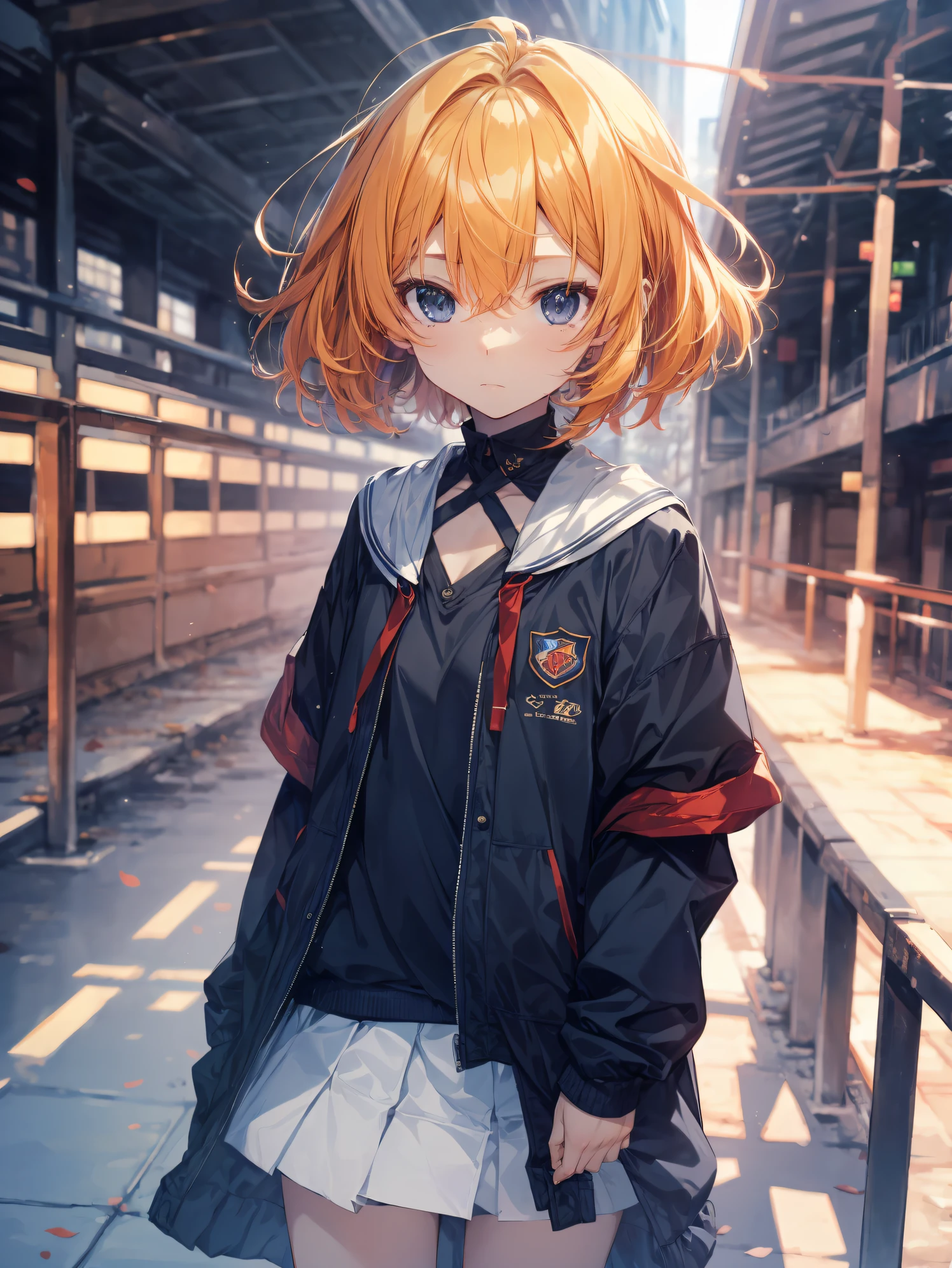 best god quality, Ultra-detailed, anime moe art style,Best Anime 8K Konachan Wallpapers,Pixiv Contest Winner,Perfect Anatomy, (Draw a girl sleepily walking to school. ),BREAK, 1 girl is a beautiful girl, (Solo,Lori,child,13years:1.3),a junior high school student, Androgynous attraction, (Center part very short hair),hair messy, Forehead, Full limbs, complete fingers,flat chest, Small butt, groin, Small eyes,Beautiful detailed black eyes,disgusted eye, School uniform, Skirt,On the way to school. BREAK,High resolution,super detailed skin, Best lighting powered by AI, Illustration,