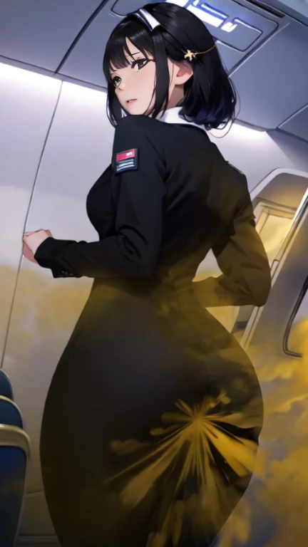 ((velocity)),Attacked by farts, (((Women farting))),(girl farting while serving passengers )),velocity,)(a female air hostess),(wearing a flight attendant dress),(her butt facing screen)) (short blackhair),(Asian woman),(airplane),(masterpiece:1.2、top-quality, best-quality)、(the Extremely Detailed CG Unity 8K Wallpapers、ultra-detailed、Best Shadows)、(细致背景)、(The best lighting、extremely delicate and beautiful)、depth of fields、1girl in、独奏、upward looking gaze、