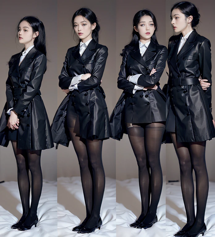 Policewoman,Professional uniforms,white shirt,Black hip skirt,black heels,100D black hip socks,black lence stockings,black pantyhoses,Thick black stockings,huge tit,Cocked buttocks,Super detail,hyper HD,A high resolution,1080p,Anatomically correct,ccurate,Physical coordination,Photo portrait,Delicatemakeup,slender thigh,Best quality, Masterpiece, 超A high resolution, RAW photo, Beautiful and aesthetic,deepshadow, (Photorealistic:1.4), full-body composition, Striking perspective,naked