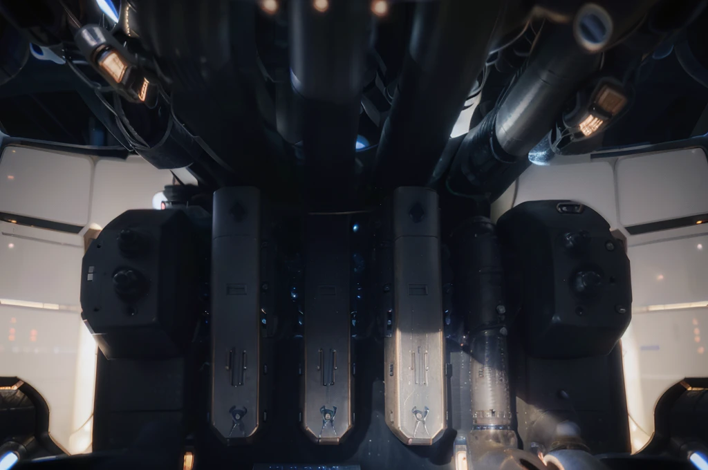 greeble fine detail Futuristic spaceship, sleek design, integrated organic components, hovering in the vacuum of space without protrusions, high-res, digital render, ultra-realistic, 8k resolution