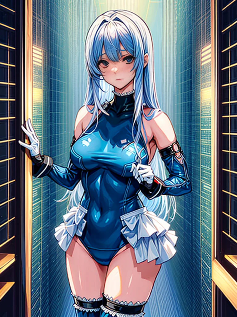 1girl in, ( (digital) ( ), medium breasts, (fril swimsuit, thighs thighs thighs thighs, Detached sleeves)) , Best Quality, marierose,、Hypnorola
Eyes in the sky、1girl in,Emotionless facial expressions,,(Inside a futuristic military base:1.4)、(anime scener:1.6)