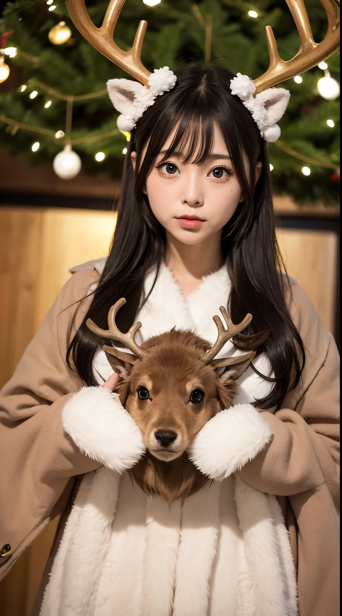 She is a reindeer beastkin、beautiful countenance、Big eyes、Christmas、