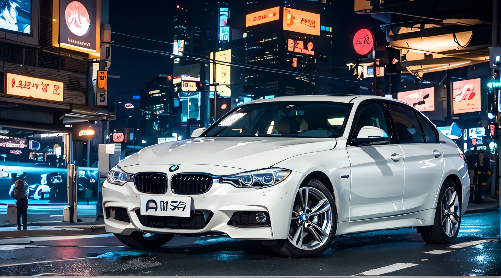 Alafid white BMW car parked on city street at night, S-line, F32, f 3 2, bmw, Let's go quickly, car commercial photograph, beginner, imagem de qualidade alta, car trading game, 4 8 0 p, 480p, shenzhen, dynamic, 4l, product introduction photos, 7 2 0 p, 720p