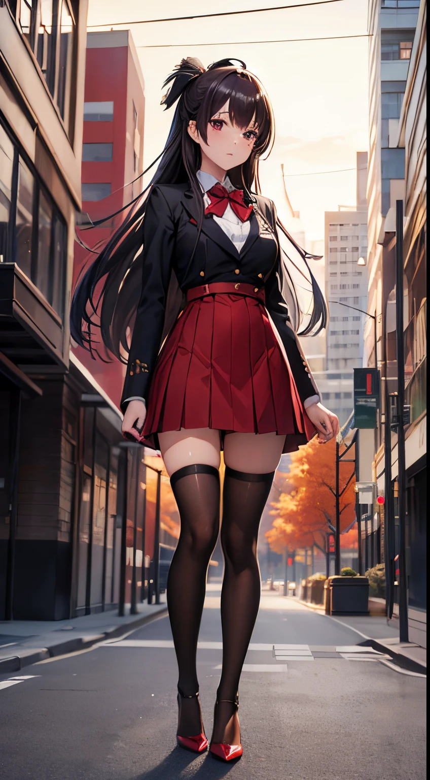 tmasterpiece,Need,8K,Girl,teens girl,Plum eyes,brown pubic fur,bobo head,Envy face,Shine,middlebreast,Beautiful leg line:1.3,thick thight,Big breasts Thin waist,校服,High socks,tiese,((pencil skirts)), red high heel pumps, lacepantyhose,, pathway_stilt_with_full bloom_cherry_Blossom_Green trees,,view the viewer,From below,full bodyesbian, legsupms,