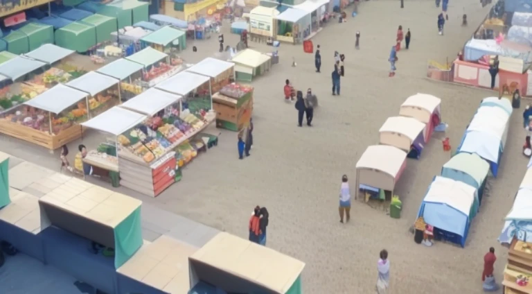 There are many people standing in the market area with tables and tents, anime yulu camp, yuruying, Kuro anime screenshots, market settings, Screenshots from the 2012 animation, Screenshot of the animated movie, anime scene, crowded square, Still from TV animation, anime movie screenshot, Still from anime, Today’s recommended anime is still, MarketaB