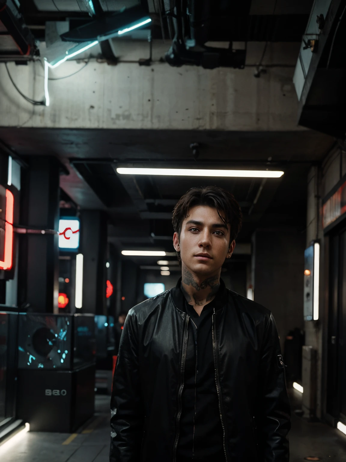 Change background cyberpunk handsome boy, realistic face, 8k ultra realistic