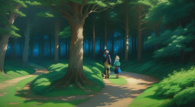 Anime scene of a boy and girl with a dog in the forest, boromir in an anime world, Boromir in 80\'s anime world, anime lush john 8k forest, ghibli screenshot, ghibli studio anime style, Ghibli Nausicaa of the Valley of the Wind, ghibli artstyle, cinematics, In Studio Ghibli style, studio ghibli artstyle, style in ghibli anime