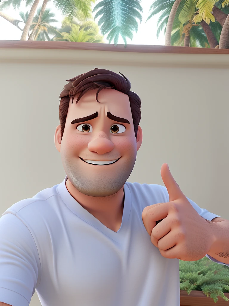 Um homem branco, alto, forte de camisa branca, Estilo Disney Pixar,alta qualidade, melhor qualidade.