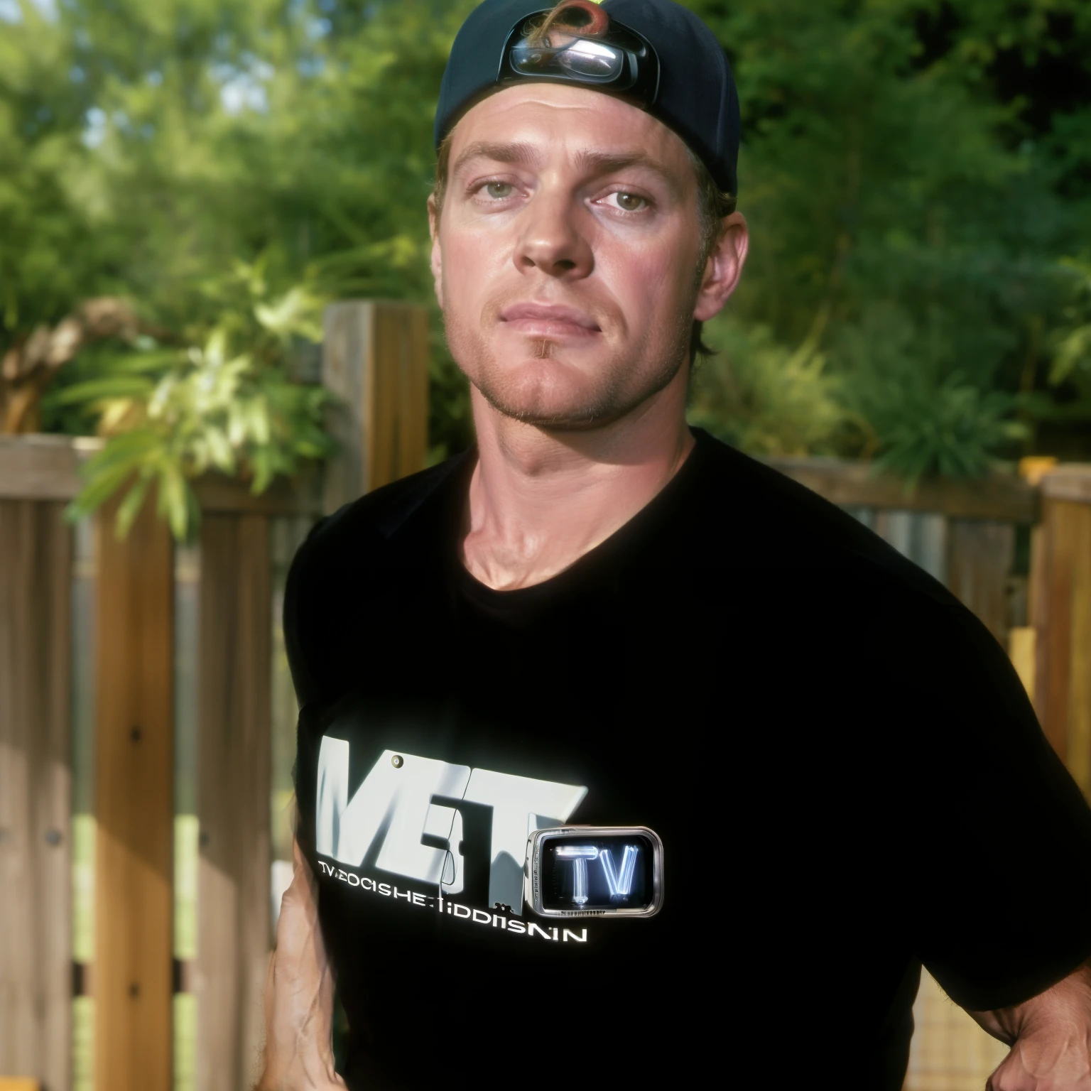 there is a man standing in front of a fence with a hat, Reality show, imagem de alta qualidade, Television, foto comercial, TV ainda, foto headshot, foto do perfil, Jeremy Bennett, Matt Betteker, head shoot, foto de retrato, Sam Weber, Voitv, Directed by: Meredith Dillman, imagem de perfil, tv, HGTV, Jamie Hewlet, television show