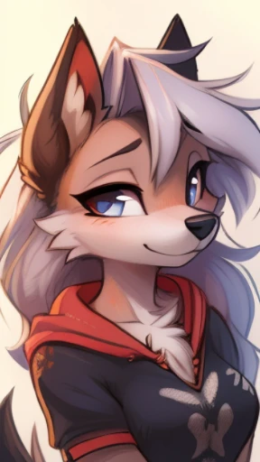 by fluff-kevlar, by Zackary911, by Kenket, by Kilinah, by fluff-kevlar, (masterpiece), (best quality), (anthro furry:1.3, snout:1.2, anthro:1.3, furry:1.2, solo female:1.2), (extremely detailed:1.3), loona, hellhound, loonacroptop, loonashorts, colorful open envoirment background, portrait photoshoot,