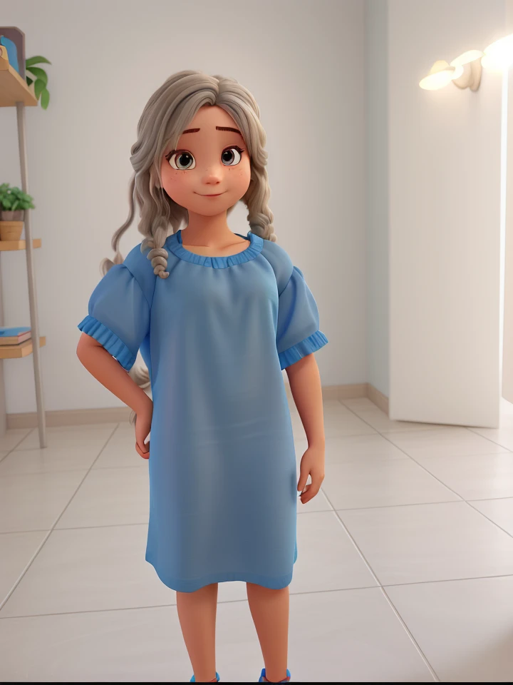 Uma menina branca, cabelo loiro,de vestido azul,estilo Disney Pixar, alta qualidade, melhor qualidade.
