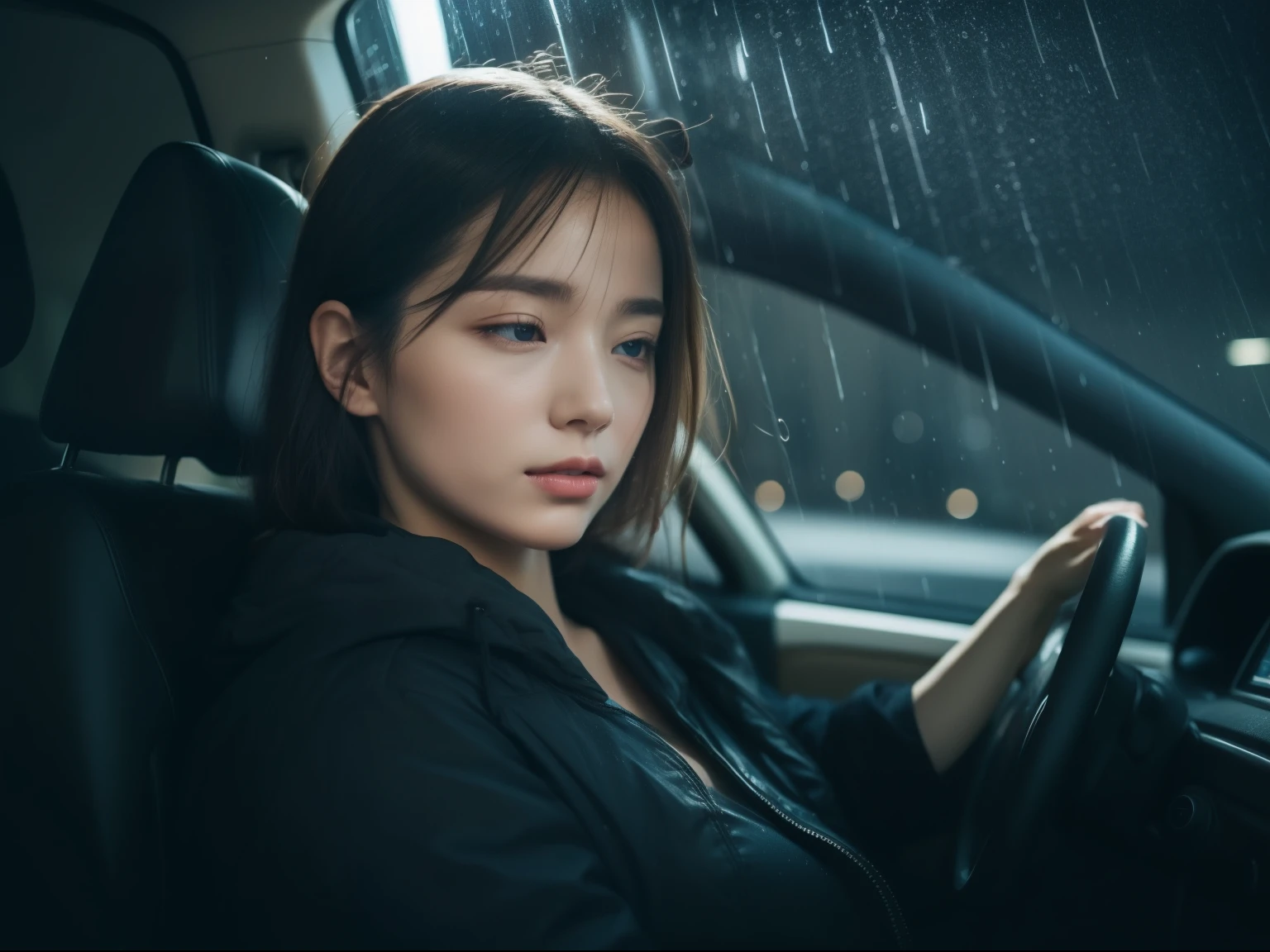 convertable、Rain in the driver's seat
Wiper does not work Night hurricanes
inaudible "I love you"
Lips Close your ears
Their thoughts Drowning Rain Highway