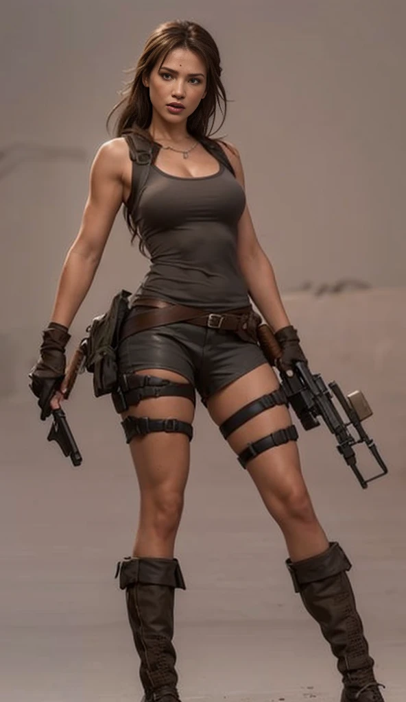 (best quality,4k,alto,master part:1.2),ultra-detalhado,(Realistic,fotorrealista,photo-realistic:1.37),Lara Croft,olhos bonitos detalhados,detailed lips and face,Physically-based rendering,postura forte e confiante,Traje Tomb Raider,parkour action,atmosfera aventureira,Ancient ruins in the background,treasure hunt adventure,3D rendered illustration,vivid colors,movimentos furtivos,expressive facial expressions,Exotic location,retrato profissional,action-packed,dynamic compositing,foco nítido,mysterious lighting,ambiente altamente detalhado,Efeito bokeh,intensidade emocional,immersive experience. expression of anger