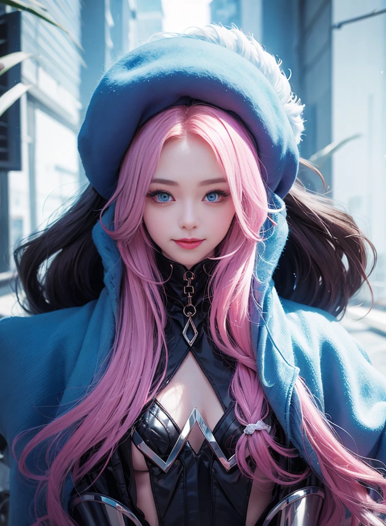 Long colored hair,Nice face,sling bikini,Heterochromatic pupil,ssmile,apathy,比基尼,Full body photo,the soft light,beret