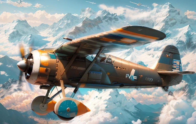 there is a small plane flying in the sky with mountains in the background, realistic aircraft, ๐น๏ธ ๐ ๐ซ ๐ค ๐ฌ, aircraft, highly rendered!!, real aircrafts references, photo render, realistic aircrafts, rendering, very high detail, anato finnstark. hyper detailed, by Hans Fischer, inspired by Otto Meyer-Amden