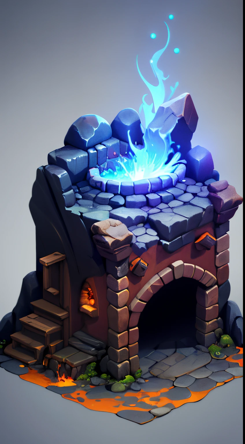 ((masutepiece,Best Quality)), absurderes , isometric_The setting, Cave, krystal, Magic, blazing,
