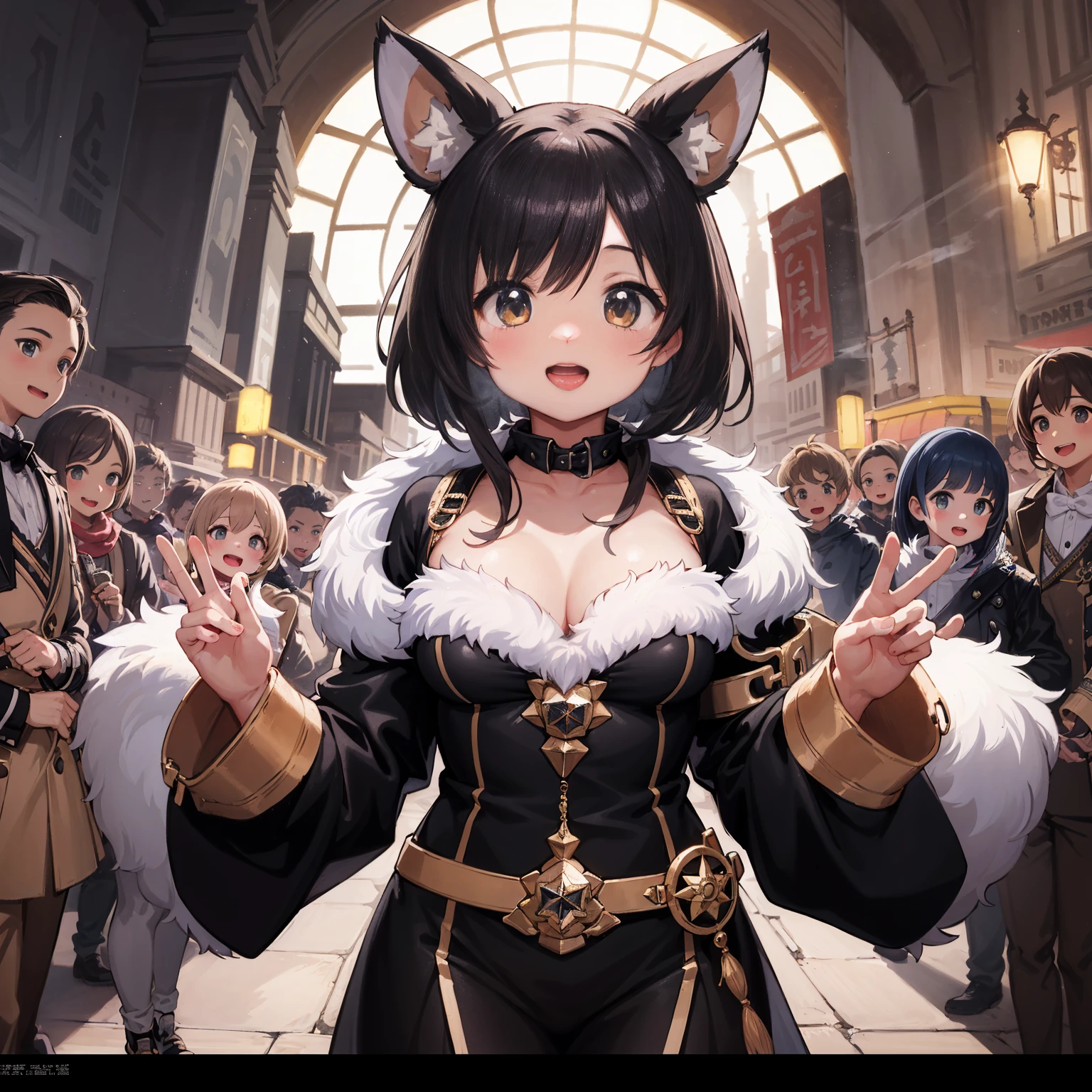 cover_page, highres, top quality, best quality, paid reward available, High-quality illustrations, unparalleled masterpiece, perfect artwork, absurdres, super high resolution, detailed background, Steam punk, Beautiful World Heritage, 6+boys, 6+girls, Happy, joyful(Photos of solo travelers)(kemono, furry anthro)cinematic lighting, dynamic angle,