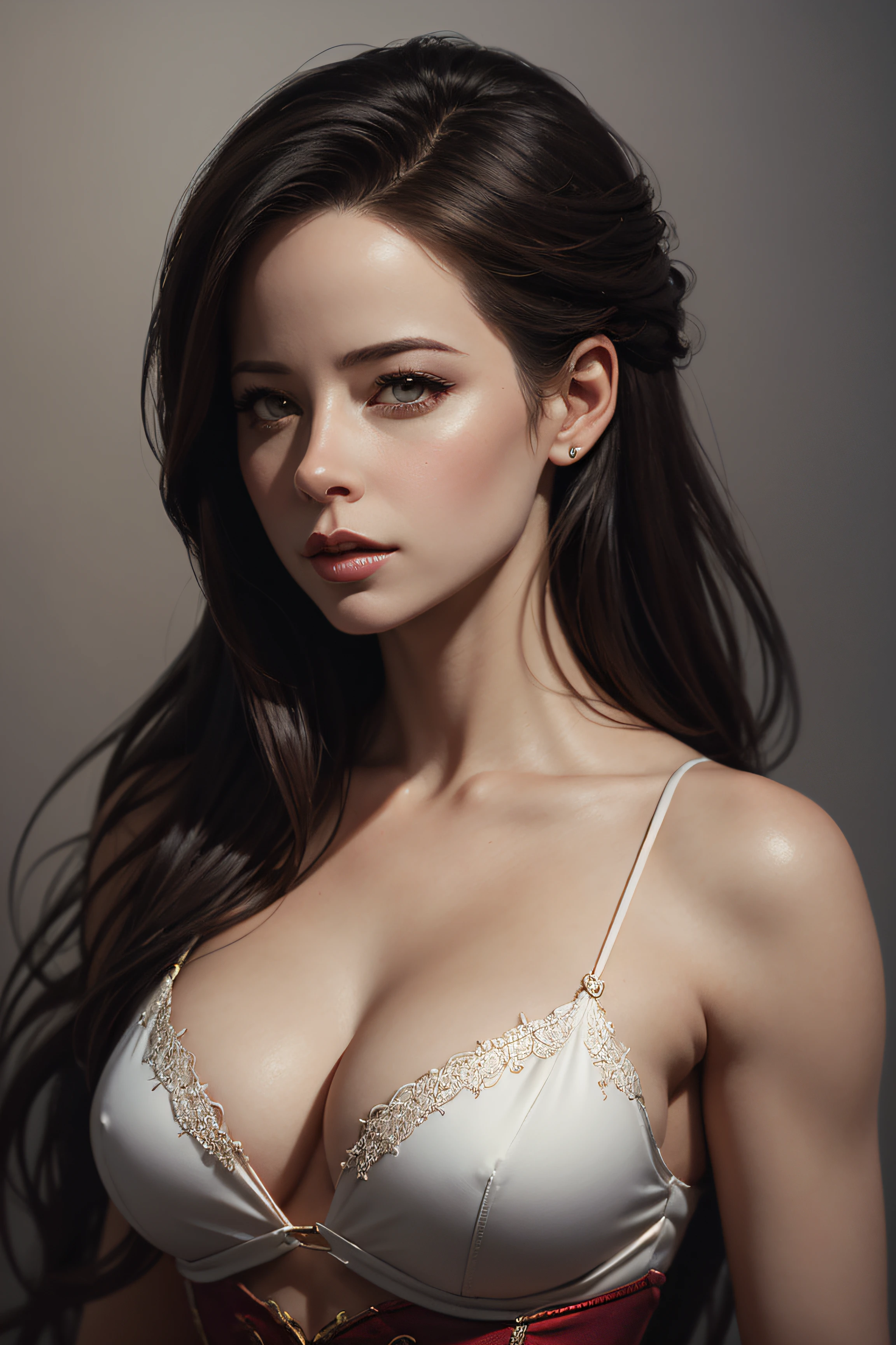 Holly Marie Combs, pinup y clothes, character portrait, 2 9 9 0 s, long hair, intricate, elegant, highly detailed, digital painting, artstation, concept art, smooth, sharp focus, illustration, art by wlop, charlie bowater and alexandra fomina