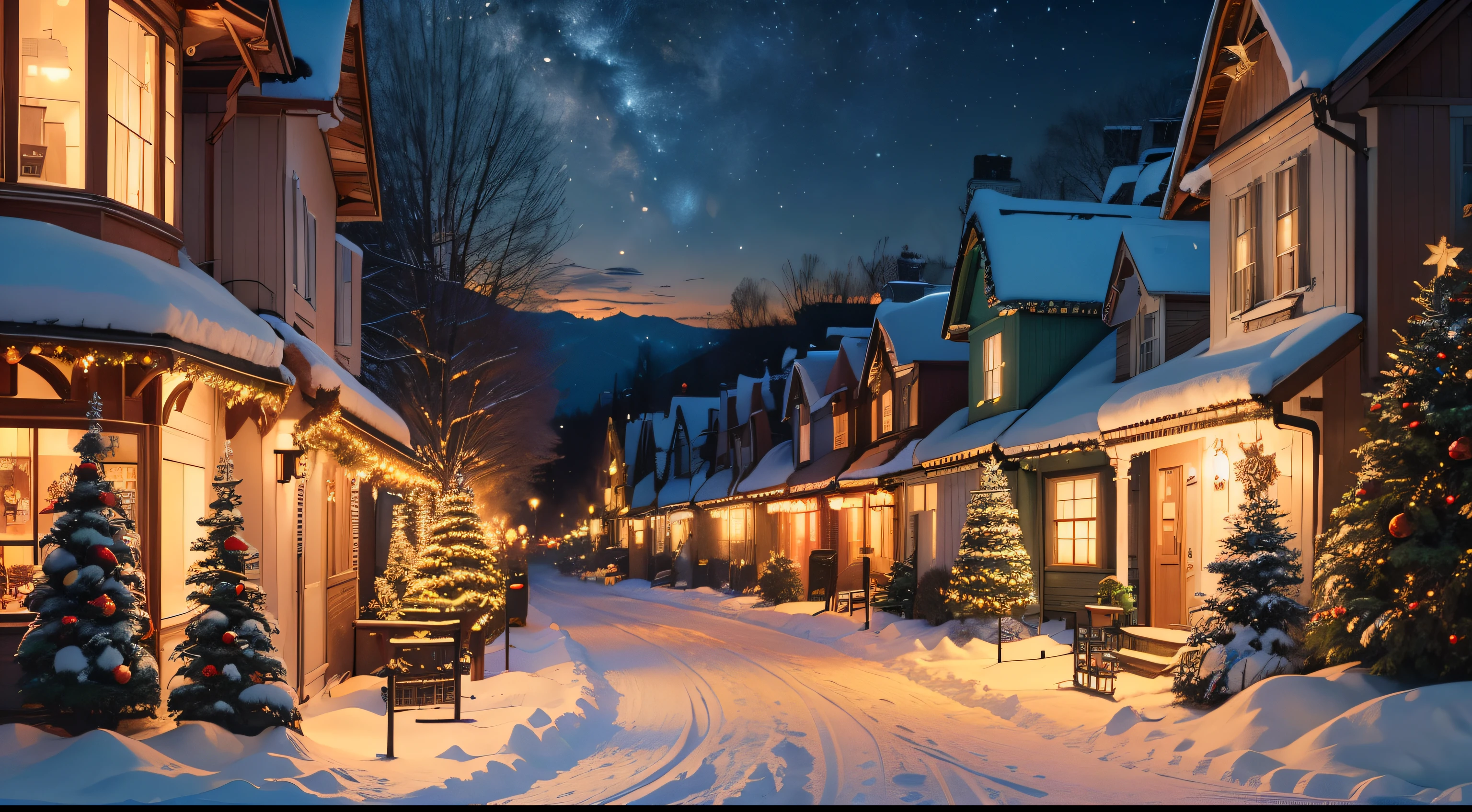 (best quality,4k,8k,highres,masterpiece:1.2),ultra-detailed,(realistic,photorealistic,photo-realistic:1.37),festive,christmas,xmas,snow,houses,christmas lights,glowing windows,warm and cozy atmosphere,joyful celebration,decorated trees,merry people,enchanting decorations,snow-covered rooftops,children building snowmen,carol singers,happy families,crisp winter air,brightly lit streets,sparkling ornaments,delightful holiday spirit